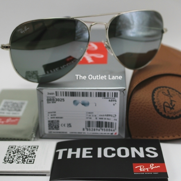 Model Display RayBan Aviator Silver Mirror RB3025 Reflective - Picture 2 of 16